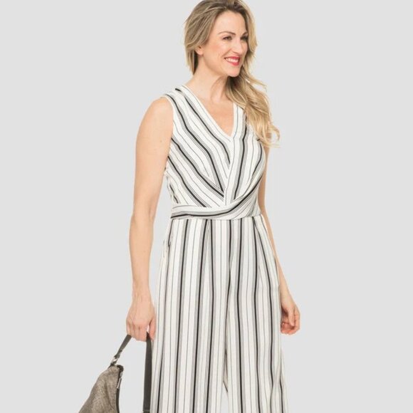 Joseph Ribkoff Striped Jumpsuit Wide Leg NWT New Size 12 - Picture 2 of 10